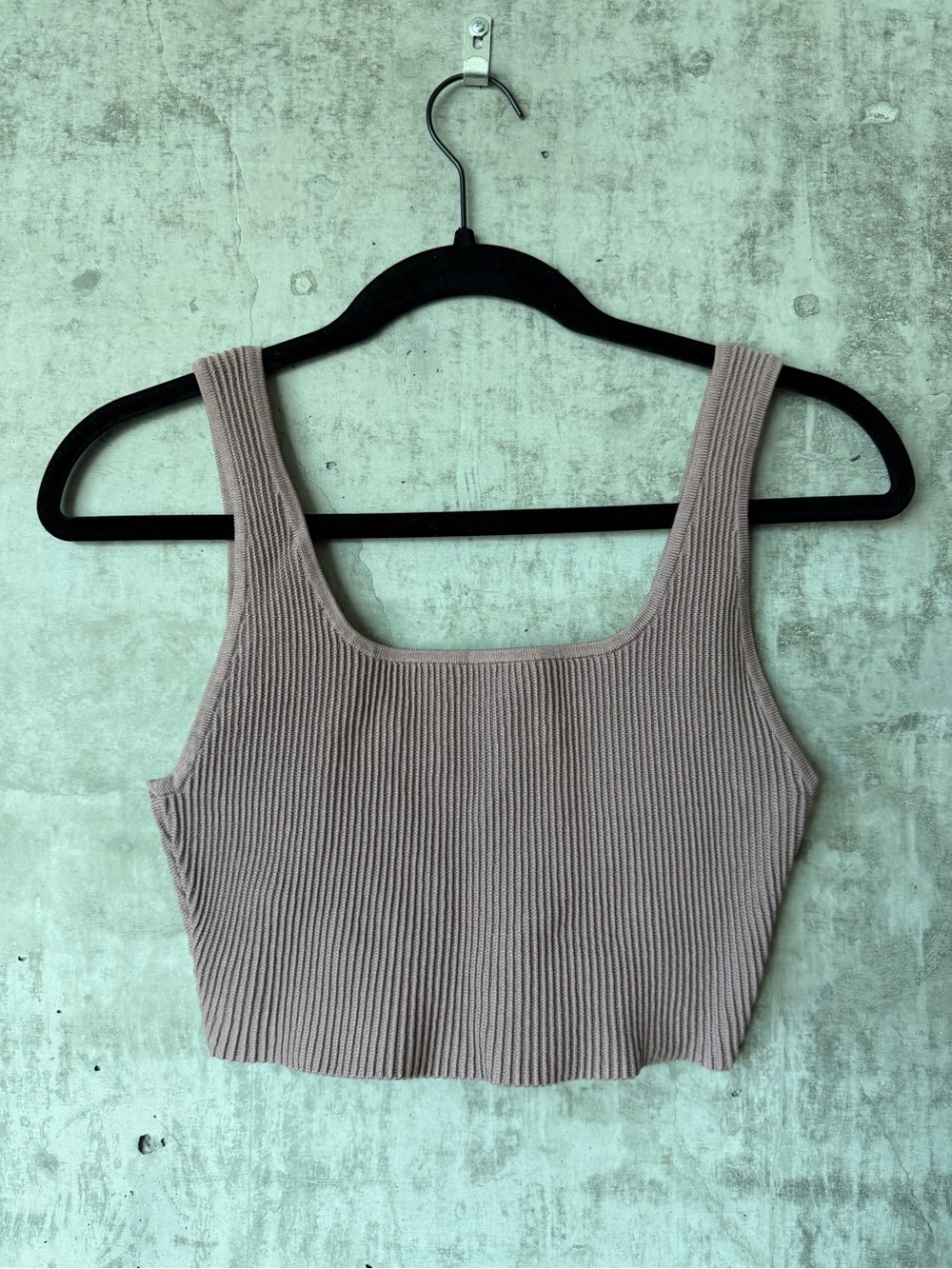 Aritzia Ribbed Square-Neck Crop Top - Mauve